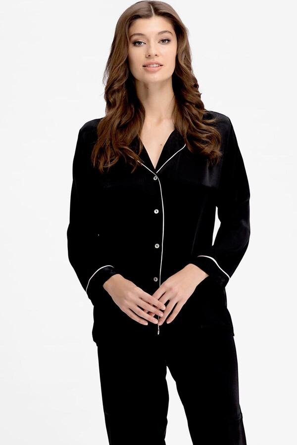 AYYILDIZ-3926 Set pijama din satin negru 1