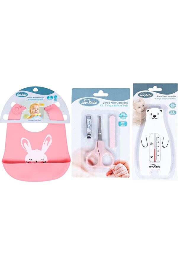 Sevi Bebe Bebek Bakım Seti(tırnak Makası Seti+silikon Önlük+banyo Derecesi)