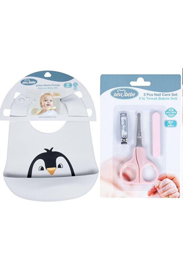 Sevi Bebe Bebek Bakım Seti(silikon Önlük+tırnak Makası Seti)