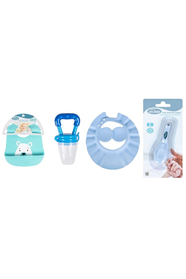 Sevi Bebe Bakım Seti(silikon Önlük+meyve Emziği+banyo Şapkası+tırnak Makası Seti)