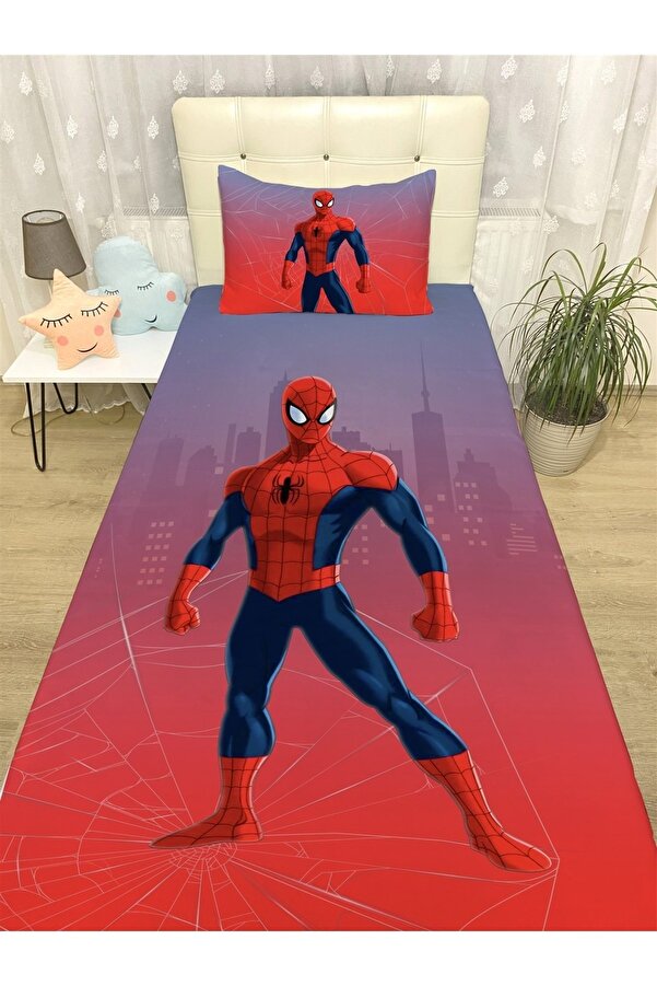 Evpanya Örümcek Adam Desenli Yatak Örtüsü Ve Yastık Kılıfı