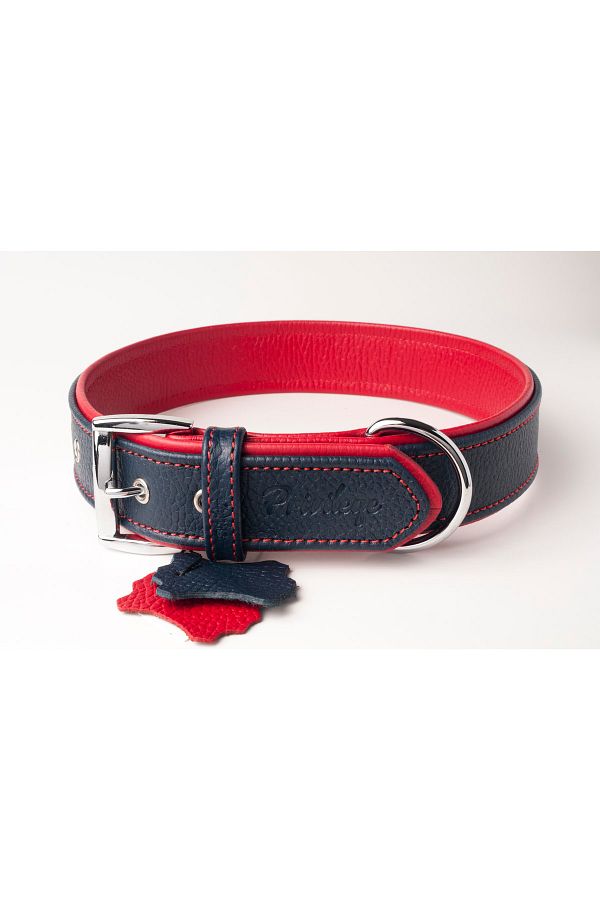 Privilege Flotter Genuine Leather Dog Collar Xxs Navy Blue Red 2.5x22 30 Cm Trendyol