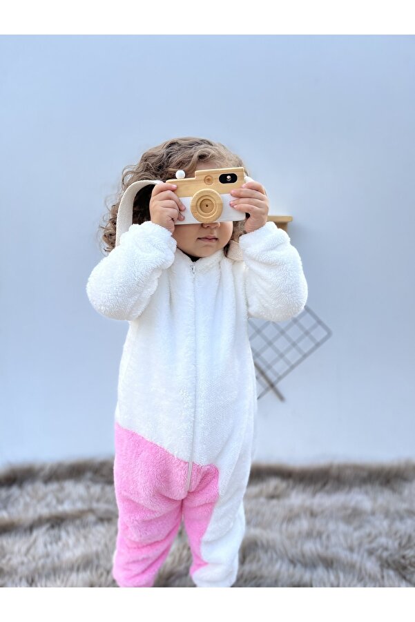 Minizade Welsoft Peluş Fermuarlı Kışlık Tavşan Kız Bebek Uyku Tulumu