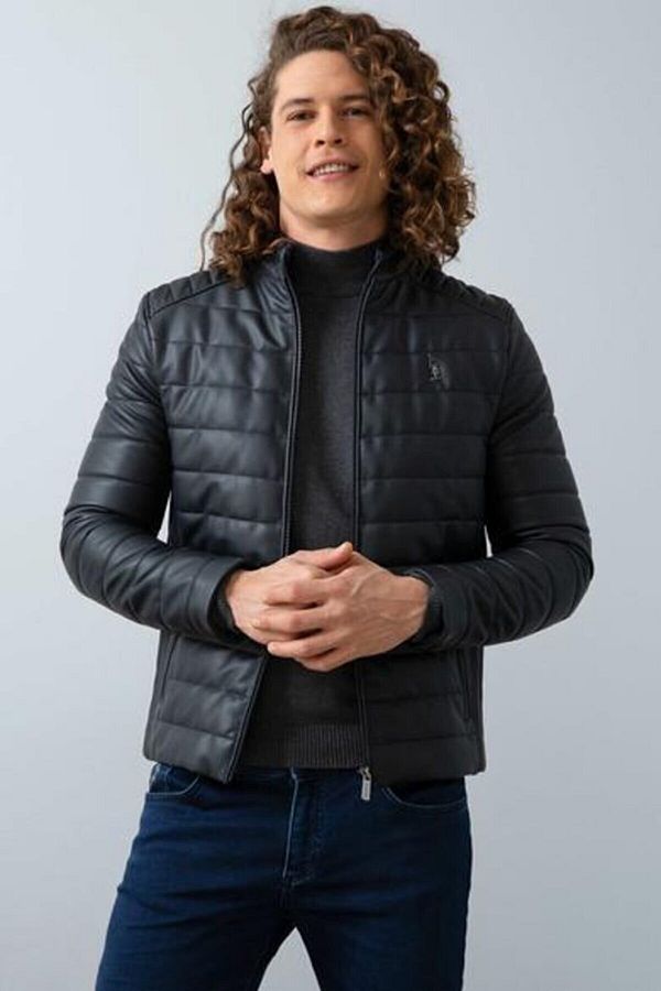 U.S. Polo Assn. U.S. Polo Black Faux Leather Men s Sports Coat P22050 Trendyol