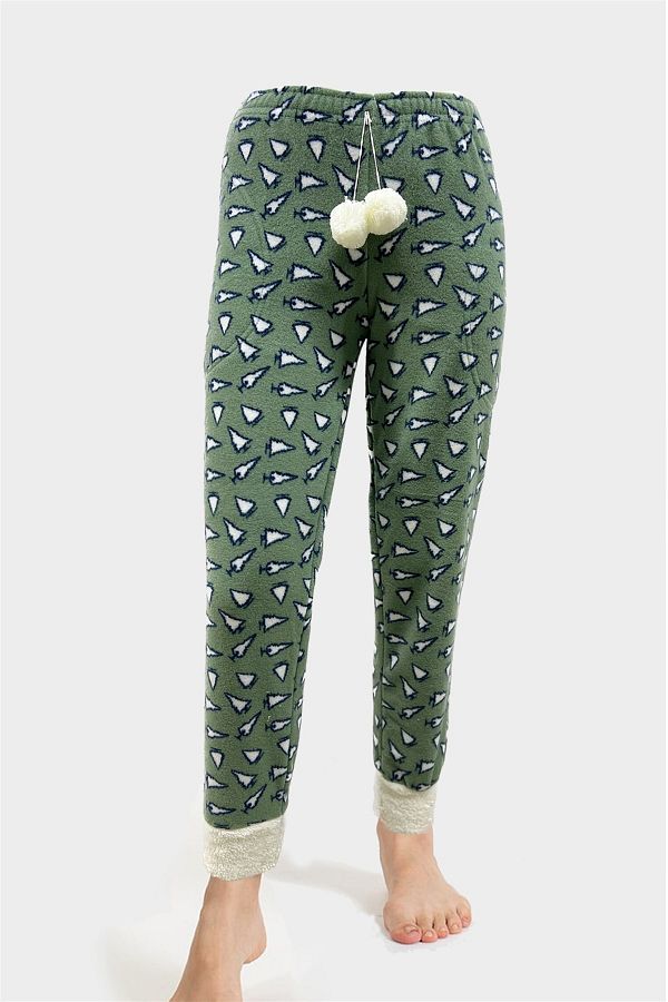 CALİA-Pijamale de iarnă din lână pentru femei, cu buzunare de jos 1