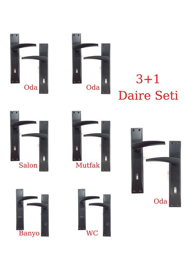 ARON-(7 SET) Mirrored Door Handle ***3 1*** Apartment Set Brawo Matte Black (5 ROOMS - 2 BATHROOMS / WC) 1