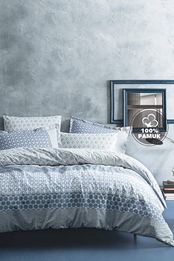 Yataş Malin Çift Kişilik Ranforce Nevresim Seti - Mavi