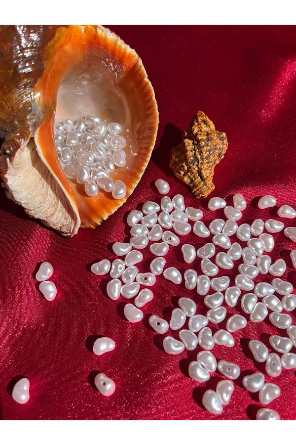 Aslan Online White Color Trapezoid Pearl Beads Heart Pearl 100 Pieces Trendyol