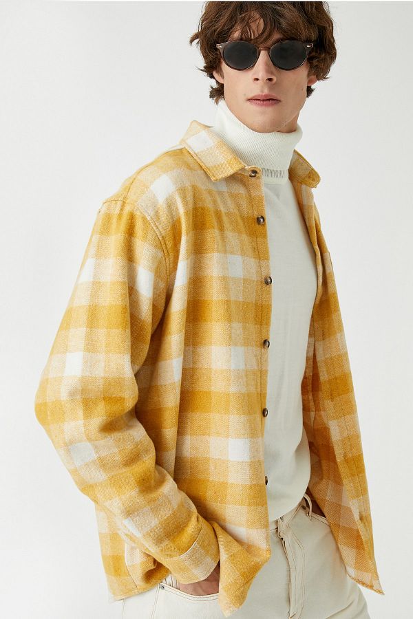 Yellow plaid shirt mens outlet