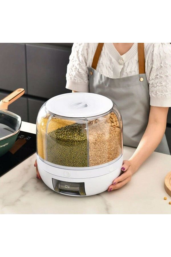 All Avcill-Styles Food And Pulses, Storage Container, 6 Compartments, Pulses Organizer 360 Degree Rotatable Design 1