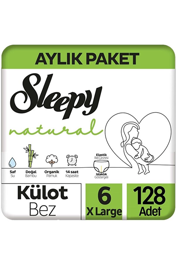 Sleepy Natural 6 Beden Külot Bebek Bezi 64x2 128 Adet