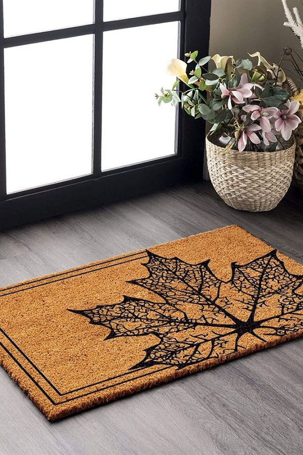 Decovetro-Leaf Patterned Door Mat - Door Front Design 1