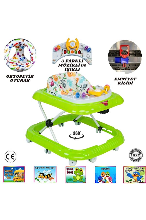Toys Roys Beş Farklı Müzikli Işıklı Yürüteç Bebek Için Ilk Adım Yürüteç Örümcek