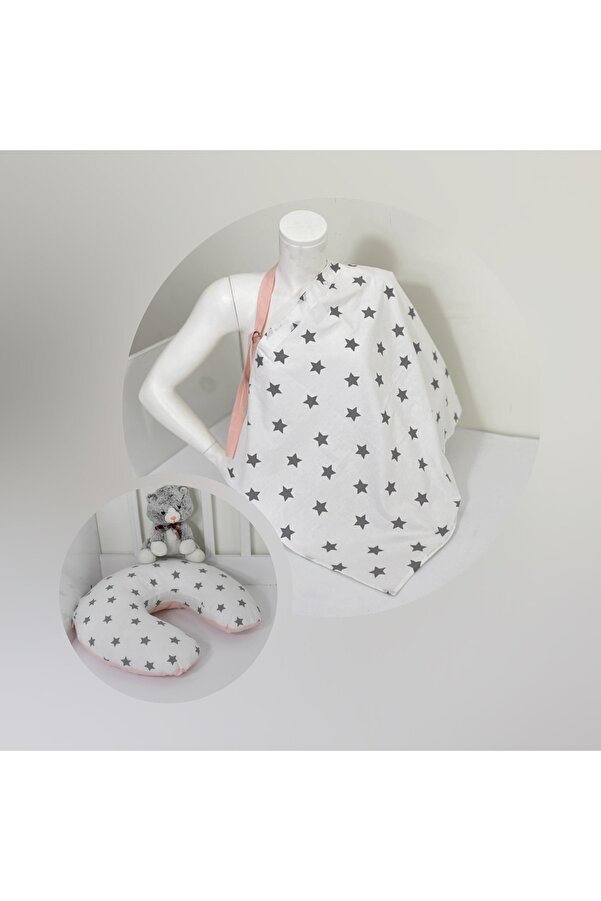 ebabynest Big Star Serisi Beyaz Pudra Önlüklü Emzirme Yastığı