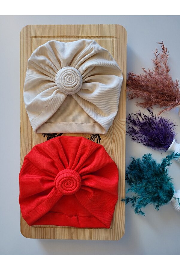 SeherBebeButik Kız Bebek & Çocuk Renkli Fırfır Bone 2'li Set