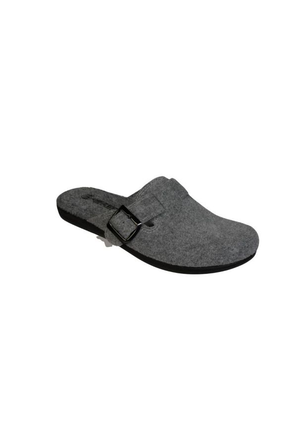 GEZER-Men's Gray Buckle Winter House Slippers 1