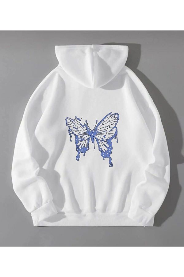 White sweatshirt with butterfly on sale