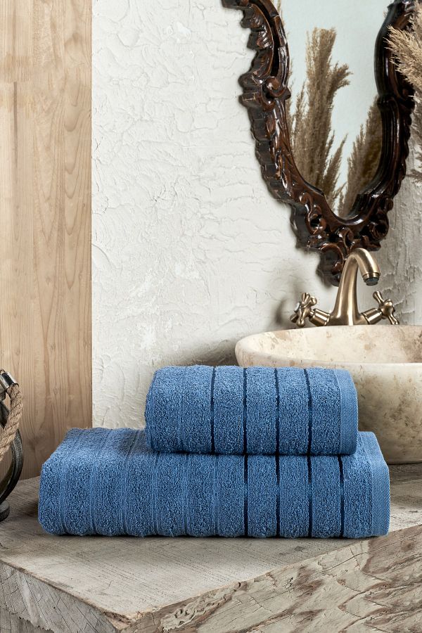 TABEA HOME-Nadýchaná 2dílná sada ručníků Indigo 1