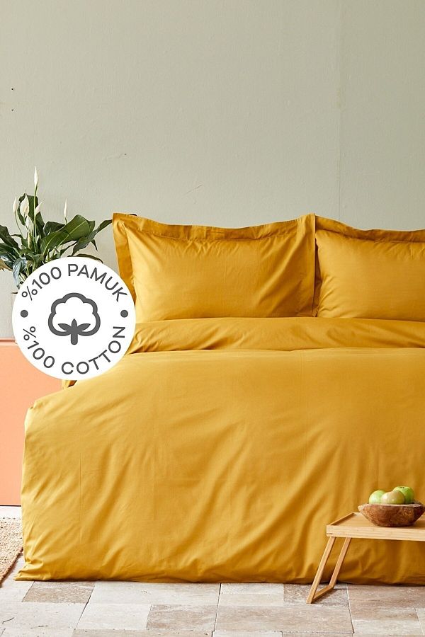 Karaca Home-Light Mustard Single Back To Basic Bedding Set 1