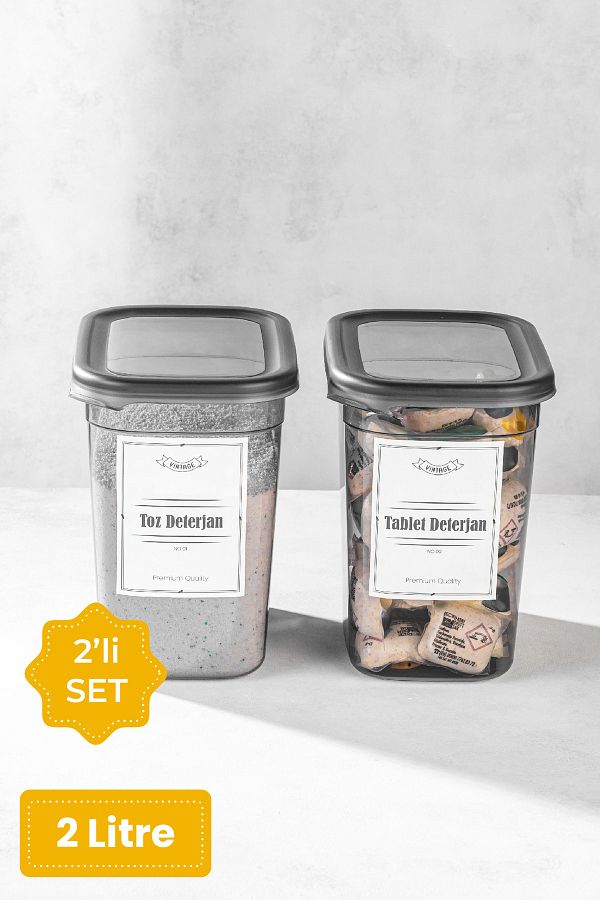 Vienev-Labeled 2 Pieces Powder and Tablet Detergent Storage Box Detergent Storage Container 2 Liters 1