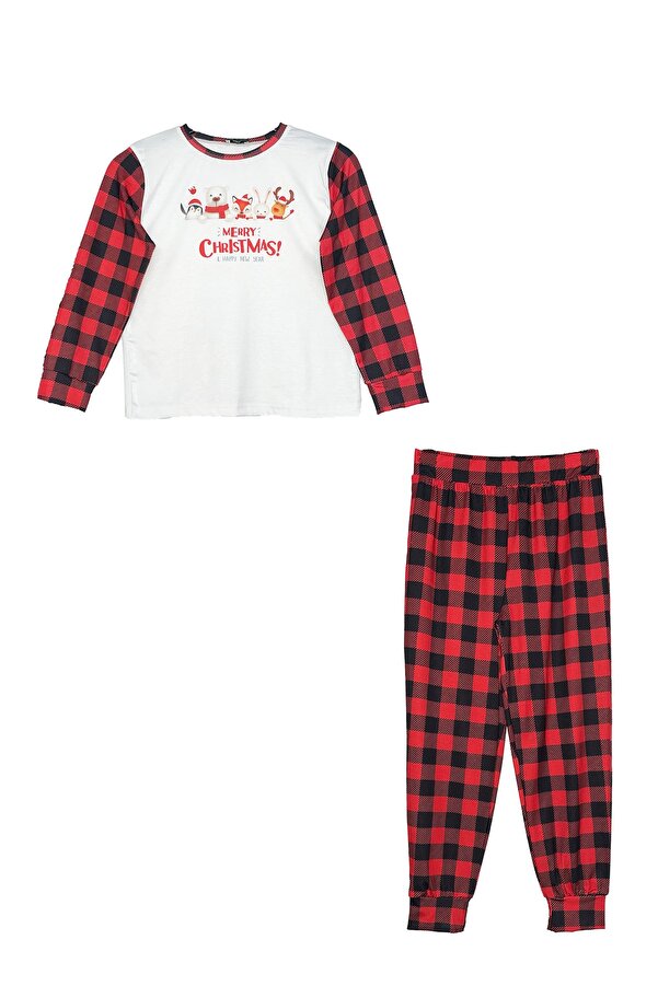 Bolder Yeni Yıl Kareli Çocuk Pijama Takımı