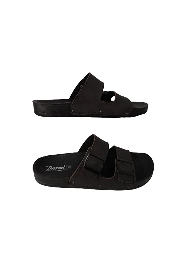 PARMİ Men's Dark Brown Daily Sea Beach Orthopedic Lightweight