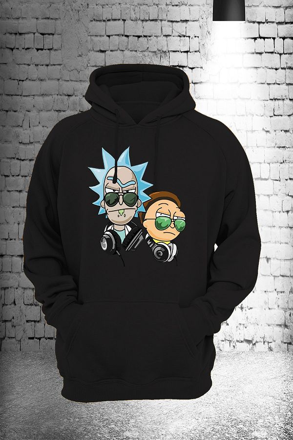 remonz Rick And Morty Printed 3 Raised Thick Fleece Black Sweatshirt Trendyol