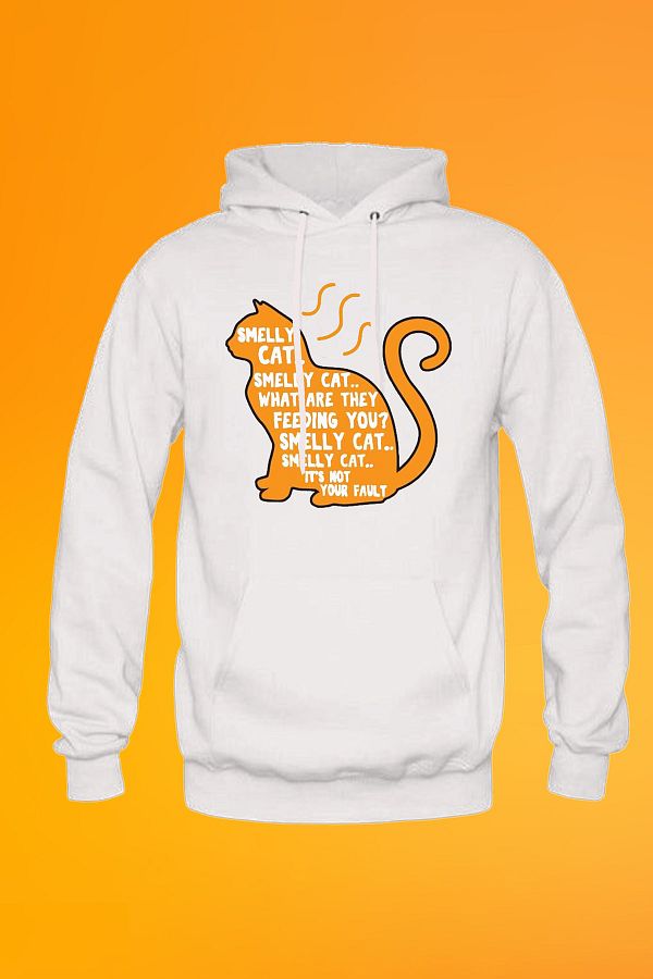 remonz Friends Smelly Cat Printed White Unisex Hooded Sweatshirt Hoodie Trendyol