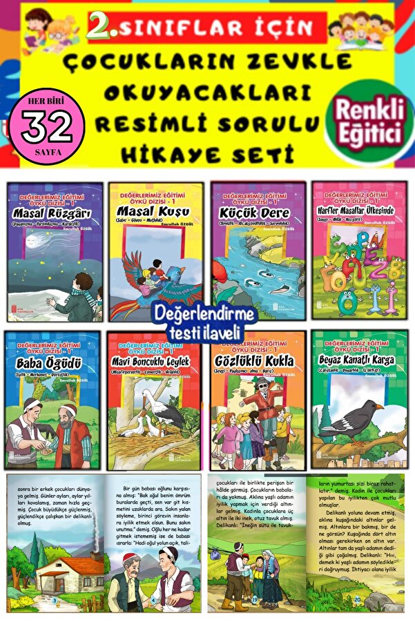Ata Yayıncılık 2.sınıflar Için 8'li Değerler Eğitimi Hikaye Kitabı Seti (EN ÇOK SATANLAR)