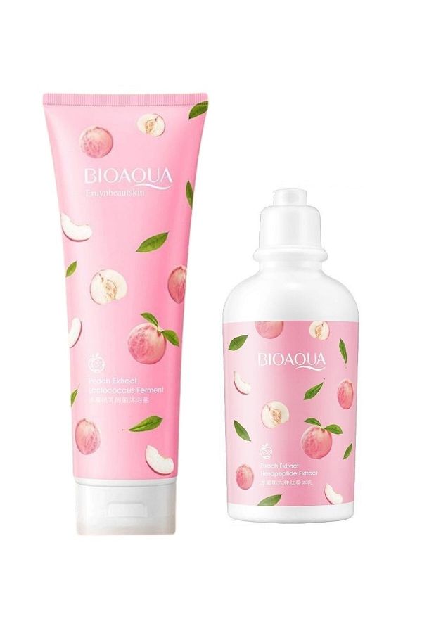 Bioaqua-Peach and Lactococcus Yeast Body Peeling and Lotion Set 2 Pieces 1