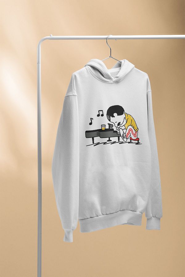 WebStyle Queenuts Printed Ecru Unisex Hooded Sweatshirt Trendyol