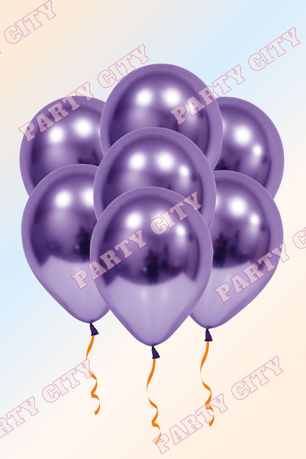 Party City-5 Pieces 12inch Chrome Purple Balloons (EXTRA BRIGHT) 1