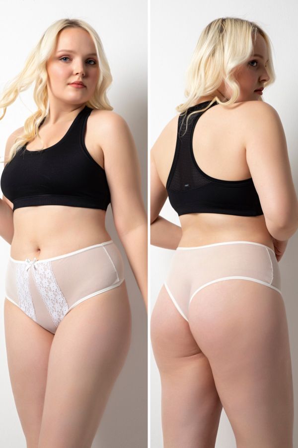 Özlem & Donex Women's Lace Plus Size High Waist Thong Panties