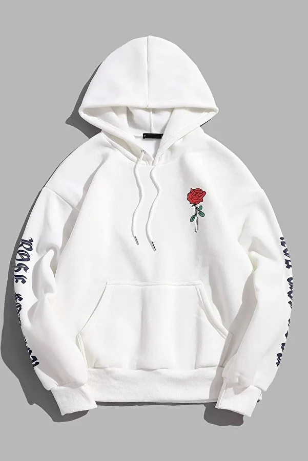 MODAGEN-Φούτερ Unisex Rose Rose με στάμπα με κουκούλα Oversize 1