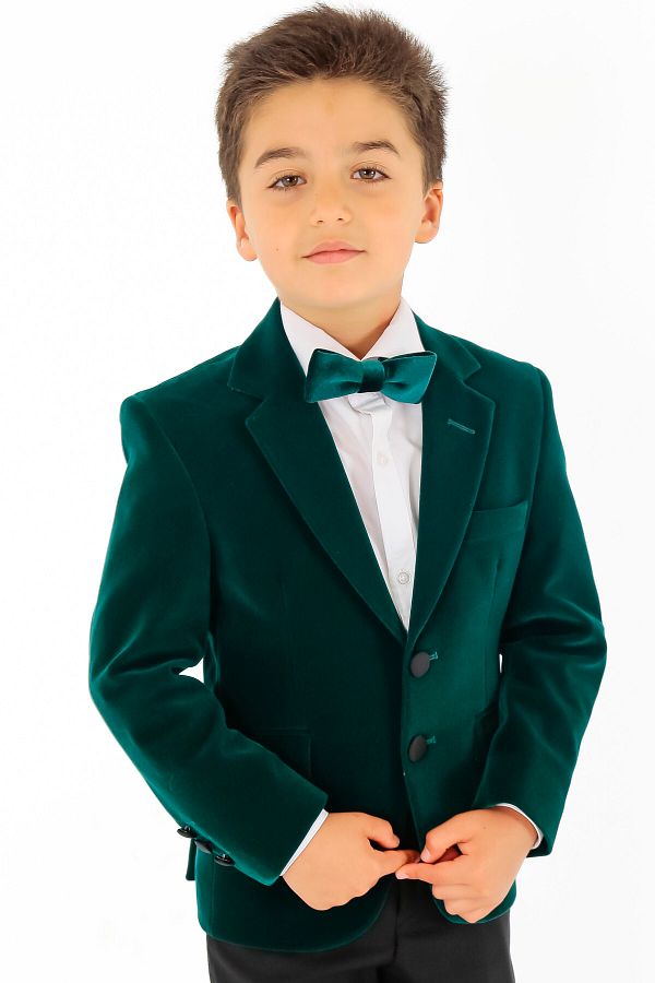 Boys green velvet jacket new arrivals