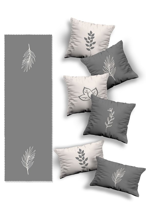 Skhome-Double Sided Printed Special Design 4square and 2rectangular Throw Pillow Cover and Runner Set(4K2D-R-KOM238) 1