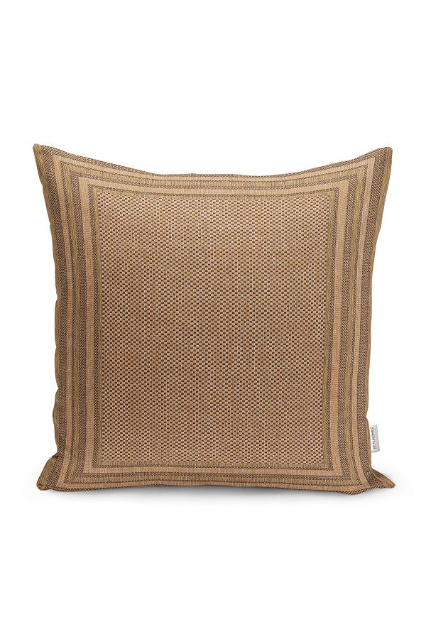 Realhomes-Wicker Motif Jute Patterned Digital Printed Pillow Cushion Cover on Brown Background 1