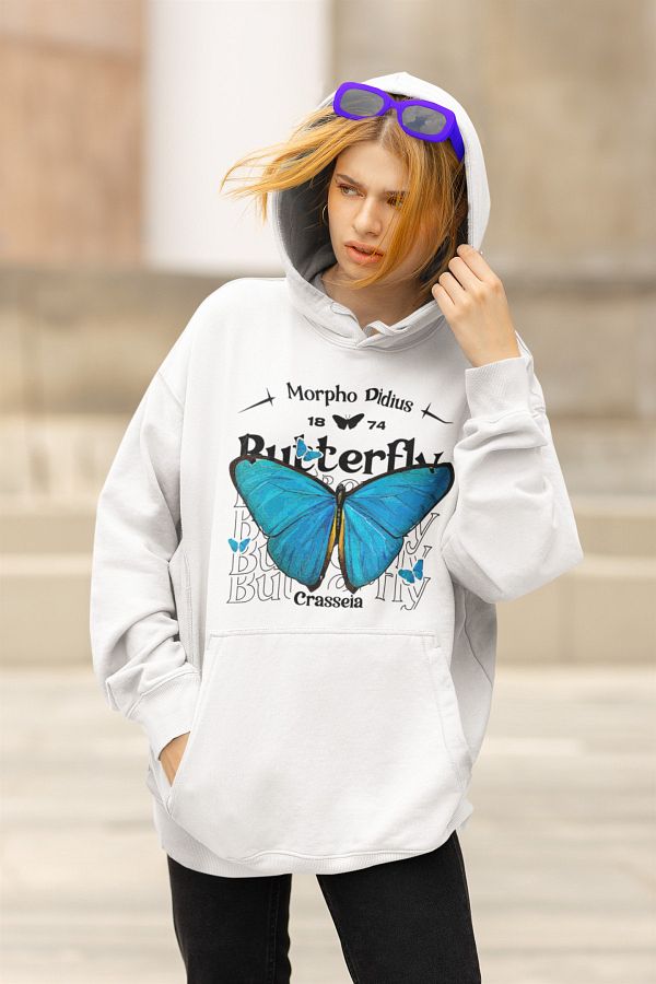 Blue butterfly sweatshirt outlet