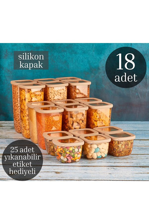 Comprox-Vip Ahmet Labeled 18-Piece Beach Square Storage Container Set Copper Food Storage Container Jar 1