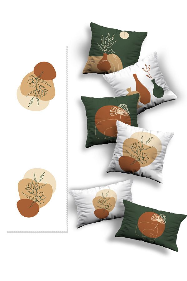 Skhome-Double Sided Printed Special Design 4square and 2rectangular Throw Pillow Cover and Runner Set(4K2D-R-KOM208) 1