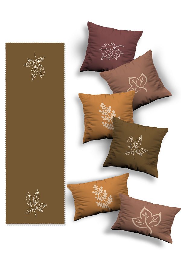 Skhome-Double Sided Printed Special Design 4square and 2rectangular Throw Pillow Cover and Runner Set (4K2D-R-KOM230) 1