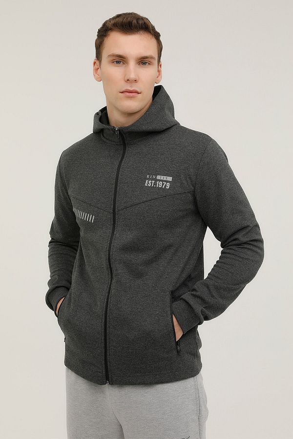 Kinetix-M-hunter Reflective Full Gray Melange Men's Tracksuit Top 1