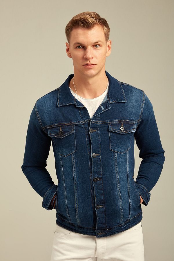 Denim jacket muscle fit hotsell