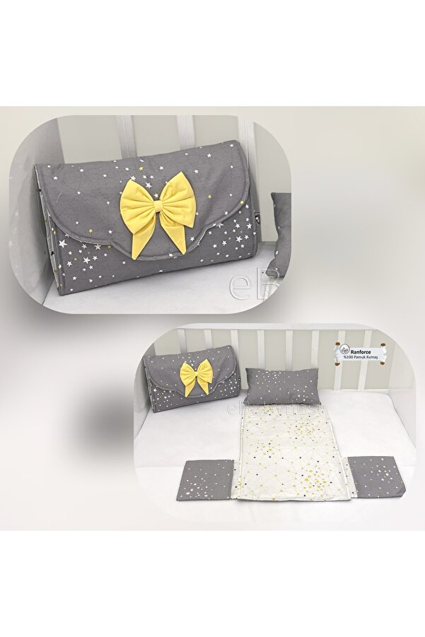 ebabynest Samanyolu Serisi Gri Sarı Çantalı Alt Açma