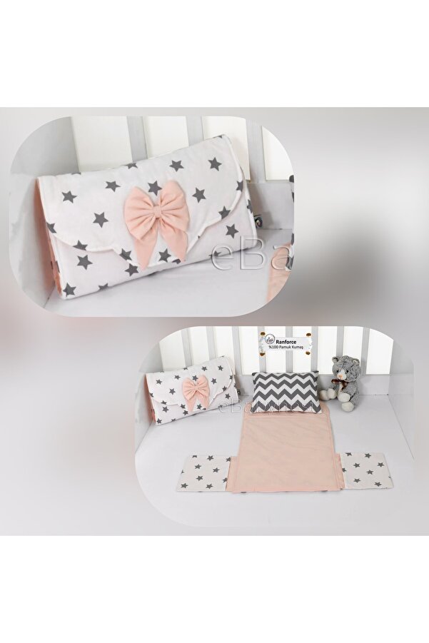 ebabynest Big Star Serisi Beyaz Pudra Çantalı Alt Açma