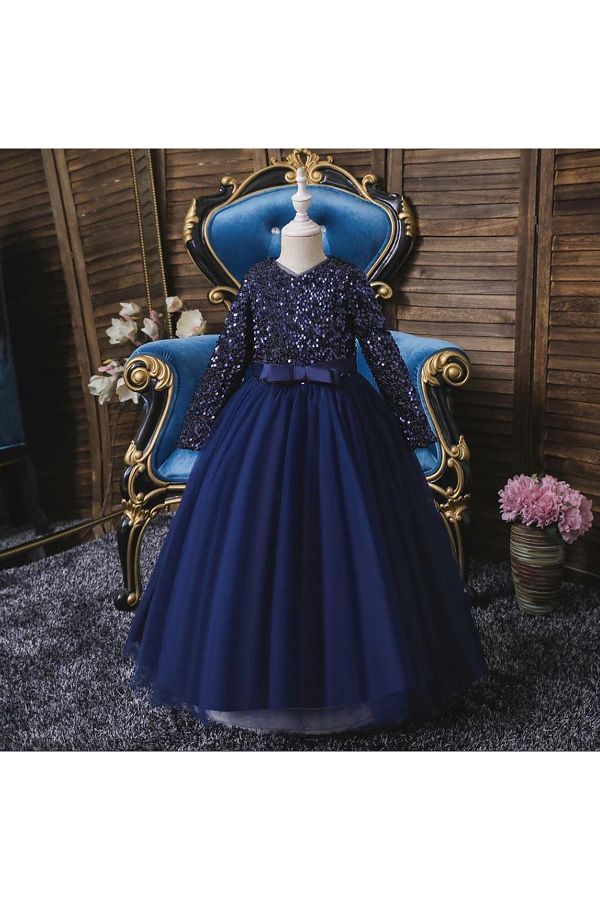 Mashotrend Navy Blue Zara Sequined Children s Evening Dress