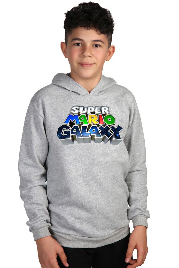 Raf Coll Girls Boys Hooded Sweatshirt Super Mario Digital Printed Two Threads with Ribbon Inside Trendyol