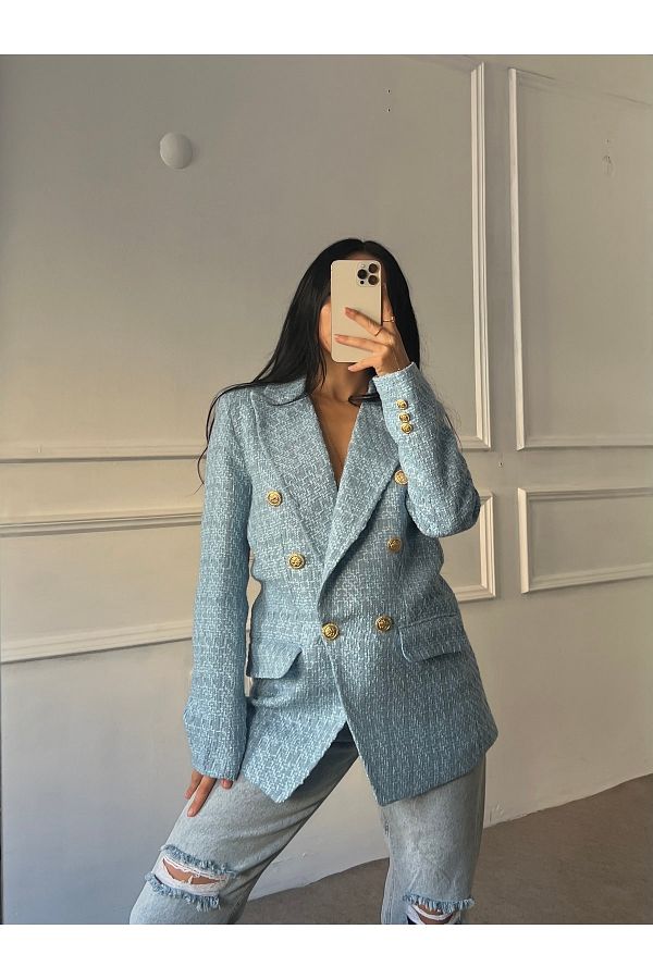 Double breasted tweed jacket shop