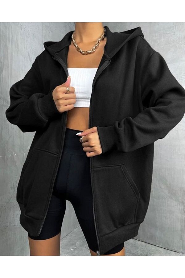 Black sweatshirt cardigan discount