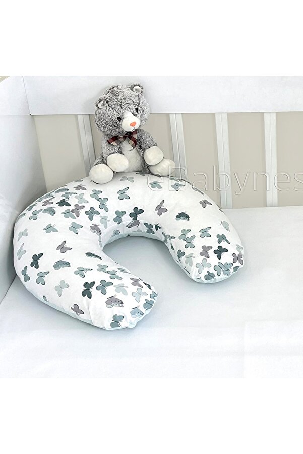 ebabynest Kelebek Serisi Beyaz Su Yeşili Emzirme Yastığı